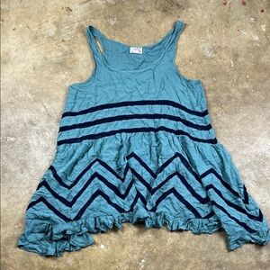 Free People Teal and Navy Voile Lace Trapeze slip dress
Size: Small